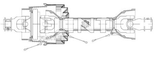 Joonis näitab mootori osade ühendusvarda, millel on sümmeetrilised lõigud mõlemal pool. Keskel on pikk ühendav osa, millel on detailne struktuur.