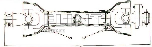 Kardaan z6 x z6 lõikepoldiga sidur L-800mm - rist 27x74,5mm (kolmnurk)