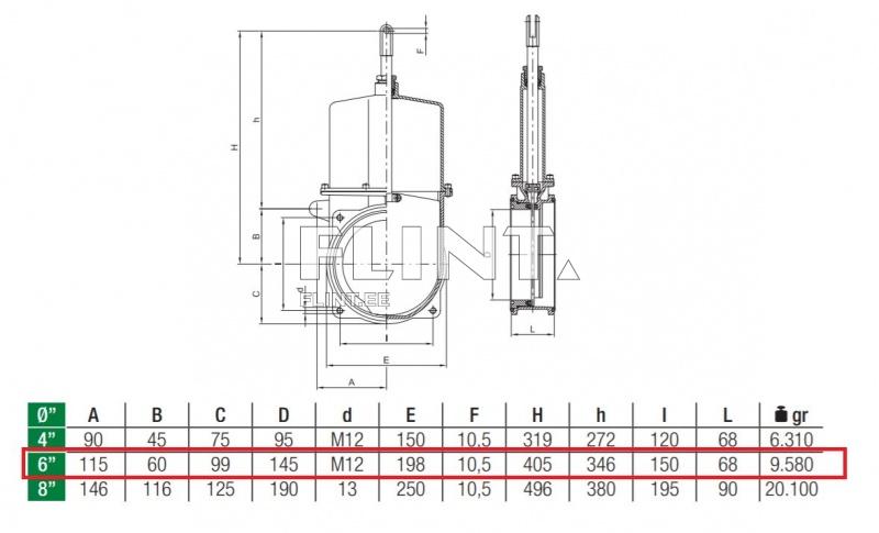 Siiber kahe flantsiga 6" 150x150mm MZ (lõiketeraga siiber)