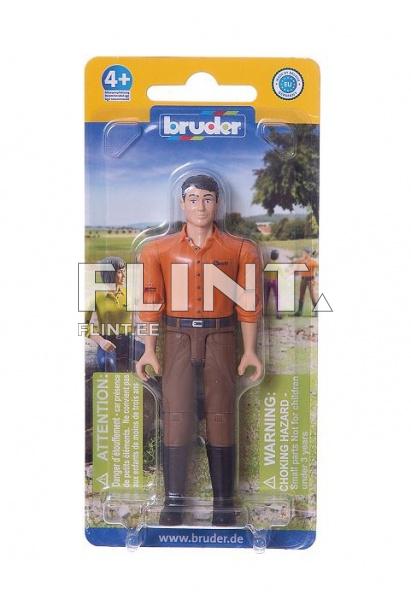 Pakendil on plastilisest materjalist figuur, kes kannab oranži särki ja tumedaid pükse. Ta seisab otse ja hoiab käsi külgede juures. Taustal on põllumees ja lai loodus, looma ja põllumajanduse teemaga.