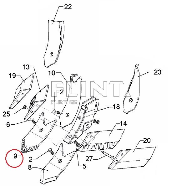 Pii ots 3374443 (280x120x12mm) kõvasulamiga Lemken Karat