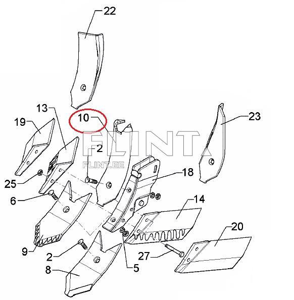 Ülemine peitel 3374482, KL8 (330x80x8mm) Lemken