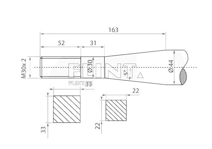 Piik sirge 1000mm, M30x2 (Bressel)