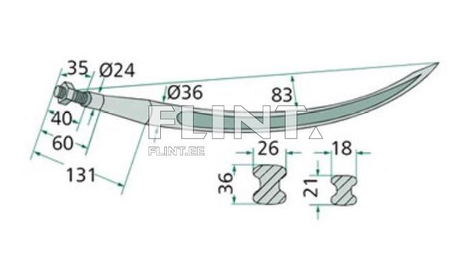 Piik kõver 800mm, M22x1,5 (SHW)