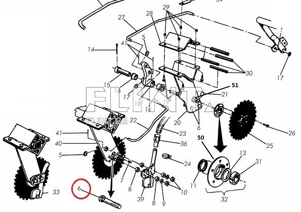 Tööristade plaan, mis näitab erinevaid komponente, sealhulgas terasid ja ühendusi. Loomingulised osad on numbritega tähistatud spiraaliga, et näidata nende paigutust.