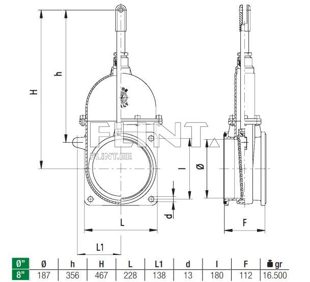 Siiber kahe flantsiga 8" 180x230mm MZ