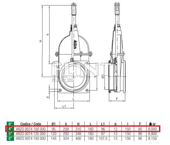 Siiber kahe flantsiga 4" 150x180mm MZ