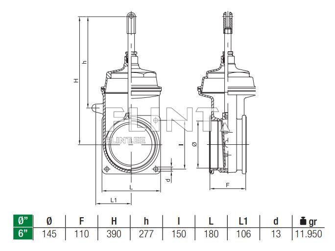 Siiber kahe flantsiga 6" 150x180mm MZ (ümar)