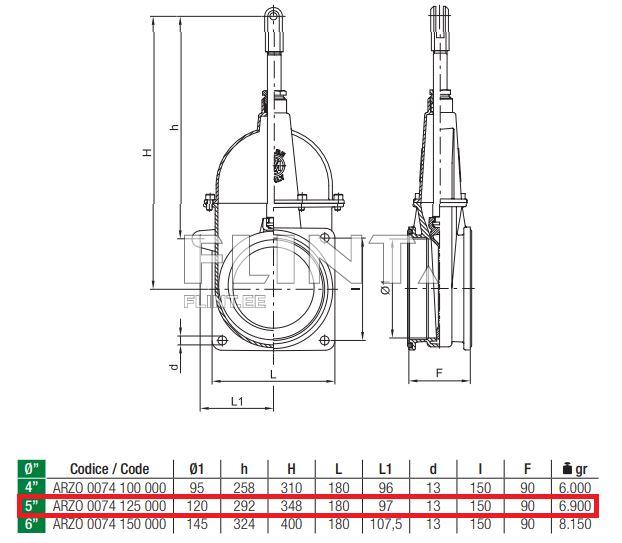 Siiber kahe flantsiga 5" 150x180mm MZ