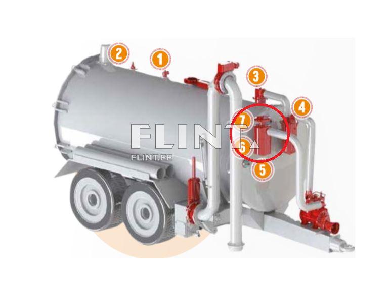 Toode on suure mahutiga vedeliku transportimiseks, mille küljes on rohu ja punaste ventiilidega torustik. Mahuti on rattade peal, mis võimaldab selle transportimist.