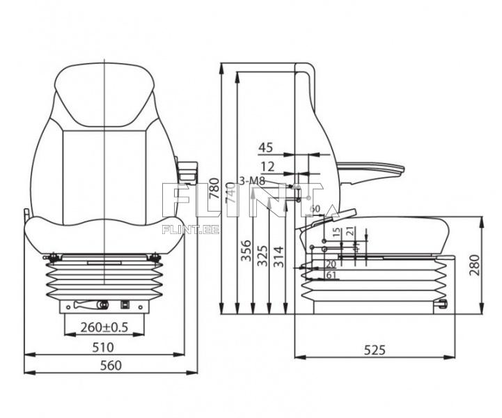 Toode on istme joonis, millel on selge ja kaasasolev mõõtude loetelu, sealhulgas istme laius, kõrgus ja sügavus. Istme kuju on ergonoomiline ja mugav, ilma teravate nurkadeta. Joonisel on ka näidatud kõik oluline detail.