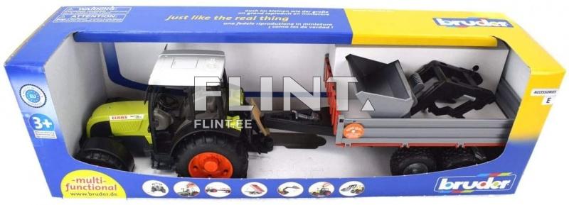 Traktor Claas Nectis 267 F (56,5x12,9x15cm) + laadur + järelkäru Bruder