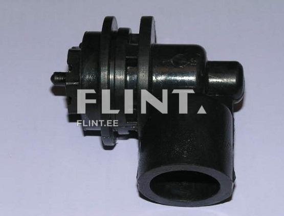 Toode on mustast plastmassist valmistatud komponent, millel on silindriline ava ja kinnitusdetail.