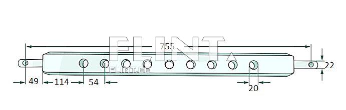 Toode on piklik metallosa, mille üldine pikkus on 755 mm ja laius 22 mm. Sellel on kaheksa ühtlaselt paigutatud ringikujulist ava, mille vahed varieeruvad 49 mm kuni 114 mm. Toote mõlemal otsal on väiksed tihvtid, mis ulatuvad välja.