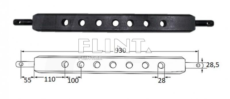 Toode on must, sirge objekti, millel on üks külg keermestatud ots ja teine külg viie auguga. Auku vahed on ühtlased ja tagavad paigalduse stabiilsuse.
