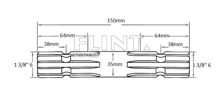 Kardaani võll 1 3/8" z6 x 1 3/8" z6 (L=150mm)